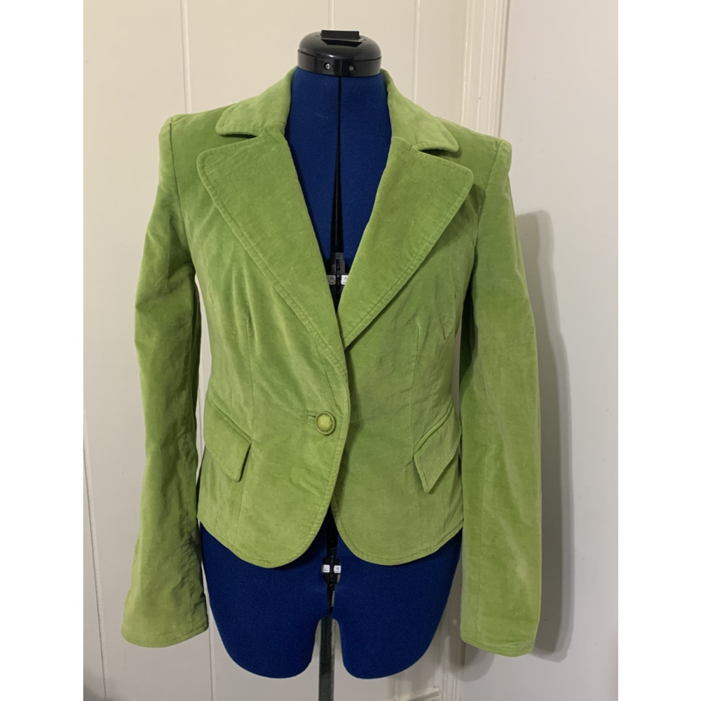 Caslon Women's Blazer Clover Green Velvet Size Medium Spring Career Easter
